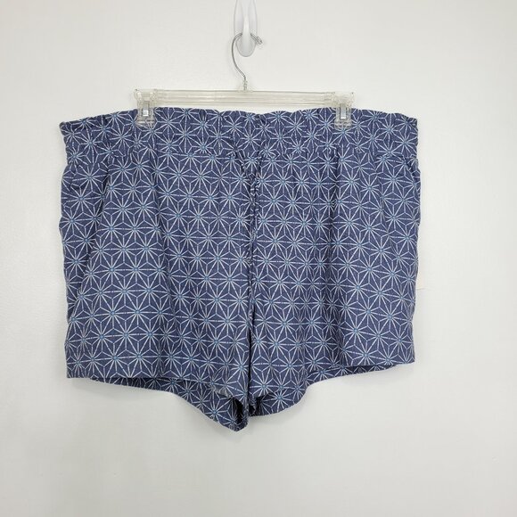 A New Day Linen Blend High Rise Pull-On Shorts Gray Blue White NEW NWT Size 2X - Picture 9 of 9